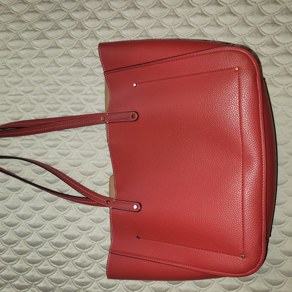 Vibrant Red Structured Leather Tote